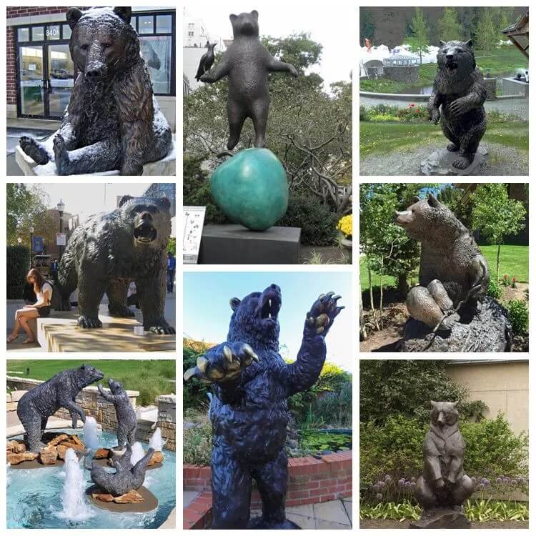 Outdoor Garden Bronze Animal Sculpture Cute Panda Beer Bronze Sculpture