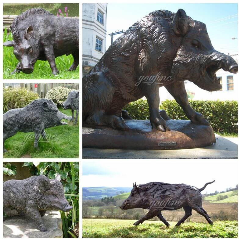 Outdoor square decoration bronze wild boar sculpture (5)