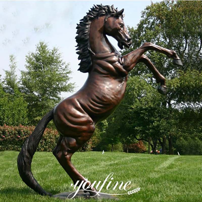 Large Outdoor Garden Decoration Bronze Rearing Horse Sculpture for Sale BOKK-560 Details