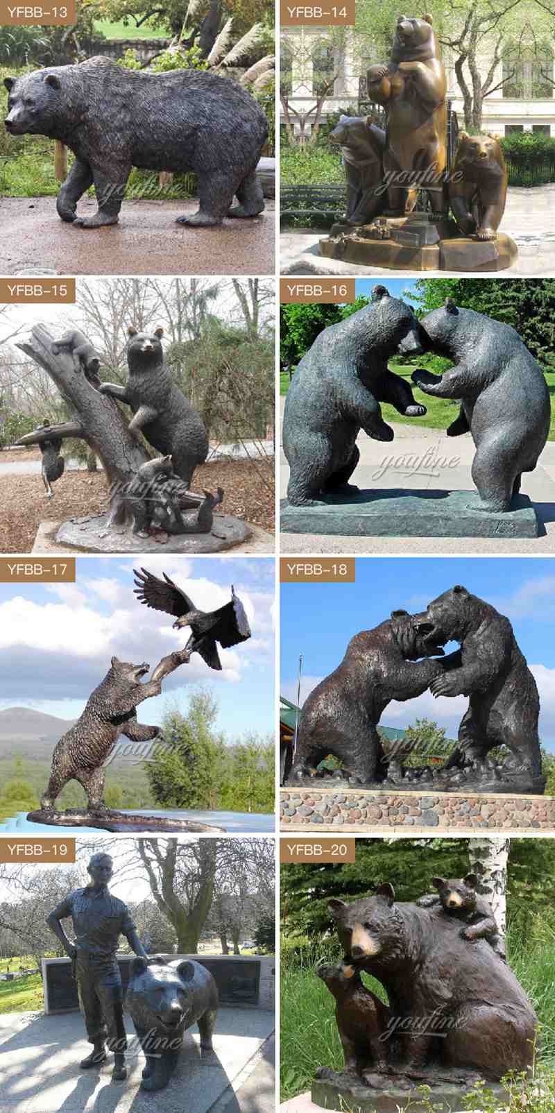 High Quality Bronze Bear Family Sculpture