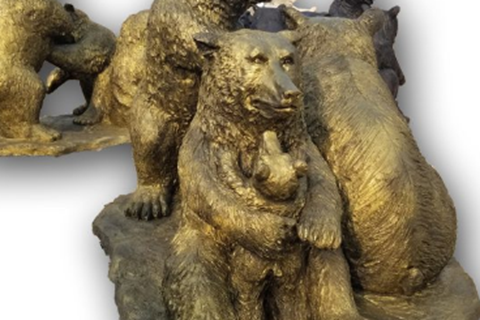 bronze bear family statue