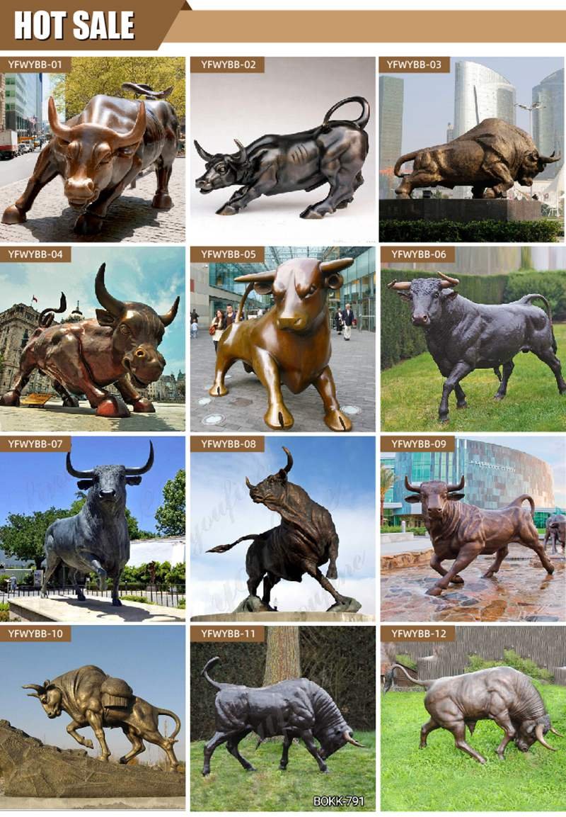 Outdoor Decorative Metal Bronze Bull Sculpture for Sale BOKK-791