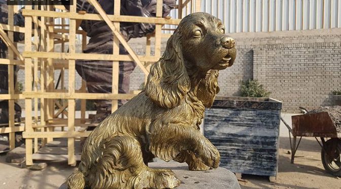 Casting Bronze Dog Springer Spaniel Statue Garden Ornaments