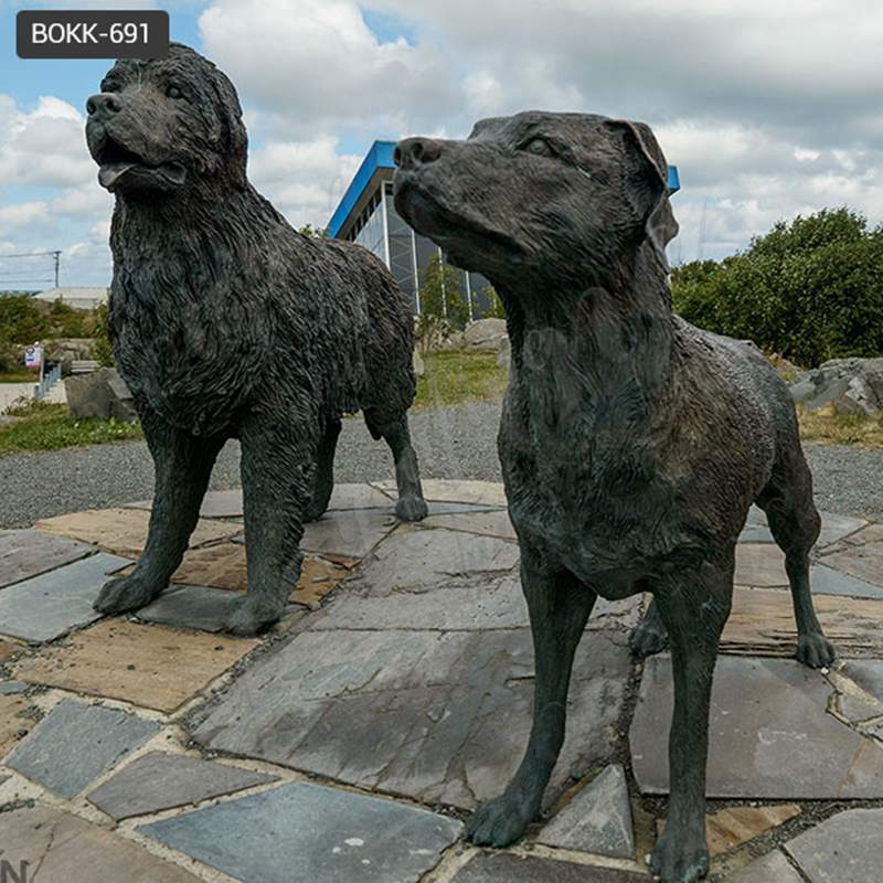 Custom Made Antique Bronze Newfoundland Dog Statue Details