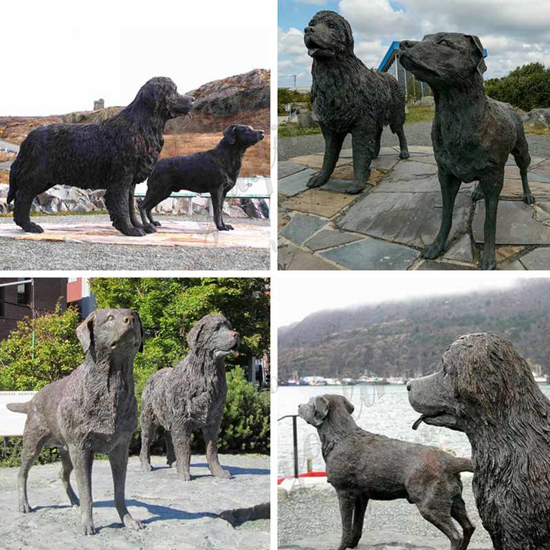 Custom Made Antique Bronze Newfoundland Dog Statue for Sale Designs