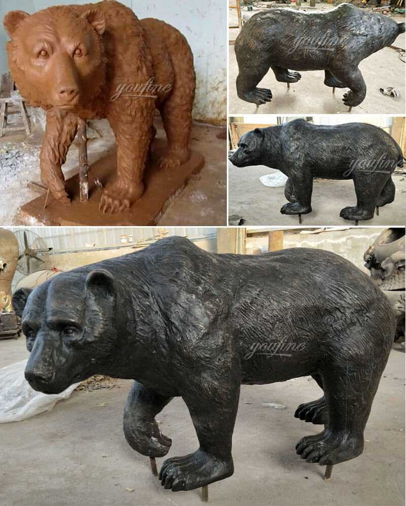 Customized-outdoor bronze bear statue