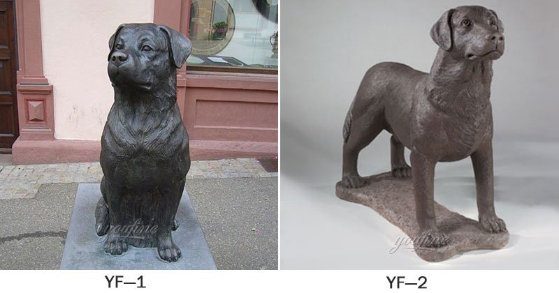 Life Size Bronze Rottweiler Dog Statue Garden Decor Details