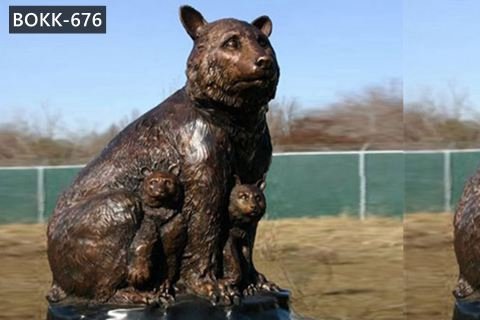 Life Size Grizzly Bronze Mother Bear and Cub Statue Garden Animal Ornaments for Sale BOKK-676