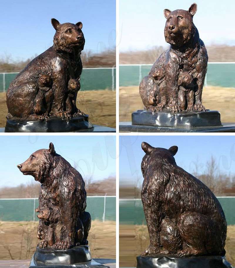 Life Size Grizzly Bronze Mother Bear and Cub Statue Garden Animal Ornaments for Sale Details