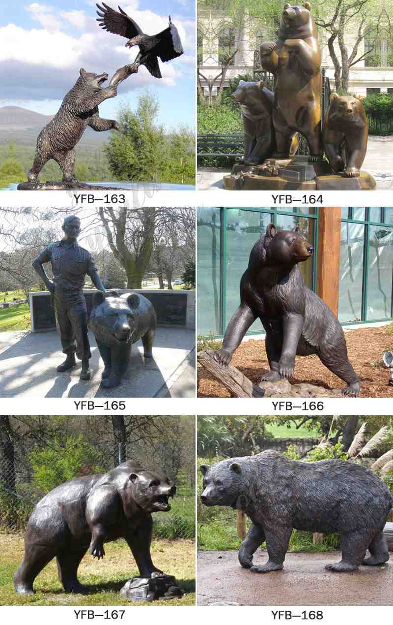 outdoor bronze bear statue