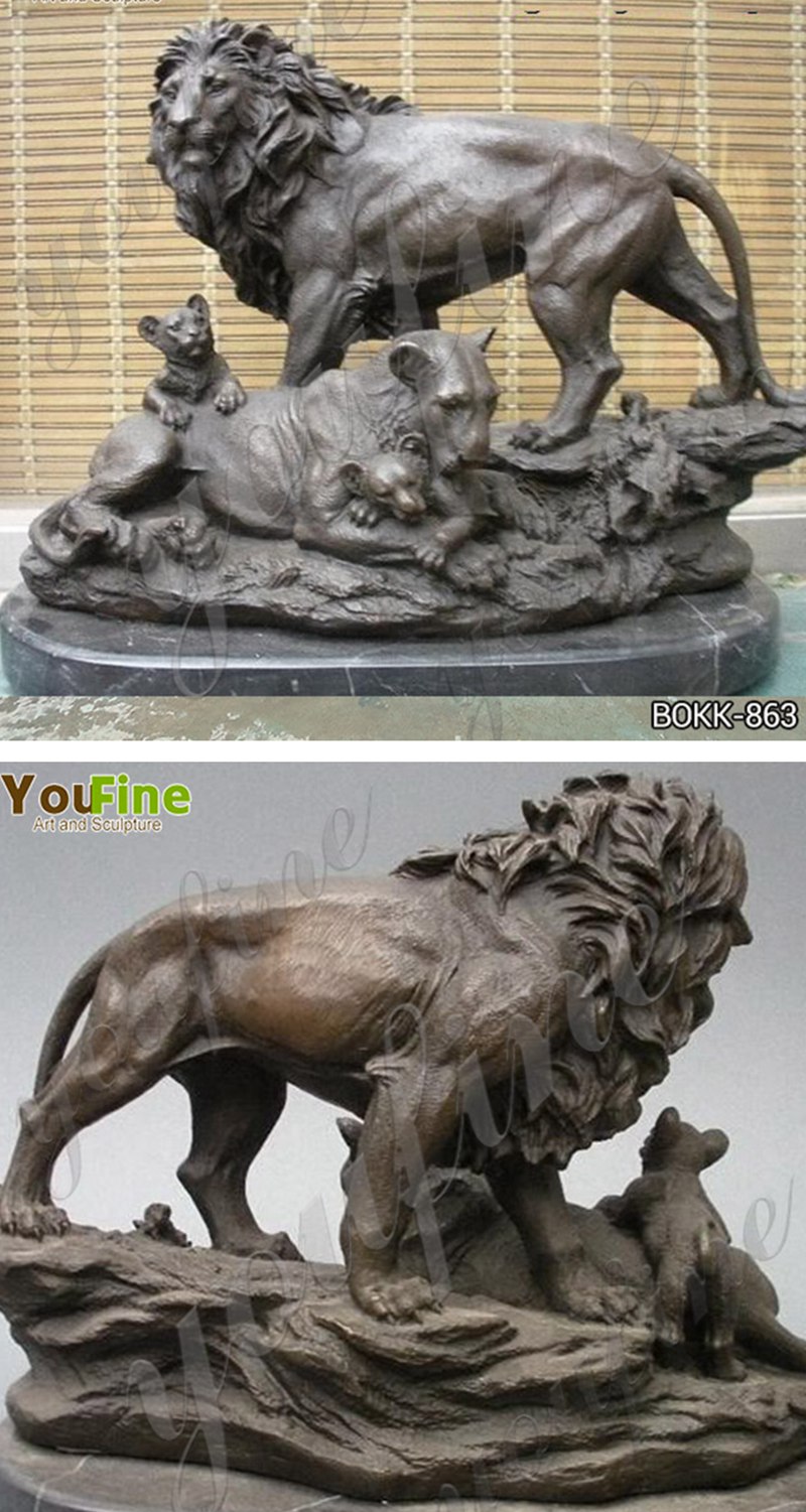 Bronze Lion Family Sculpture Wildlife Animals Sculpture Figurine for Garden Decor Supplier BOKK-863 Details