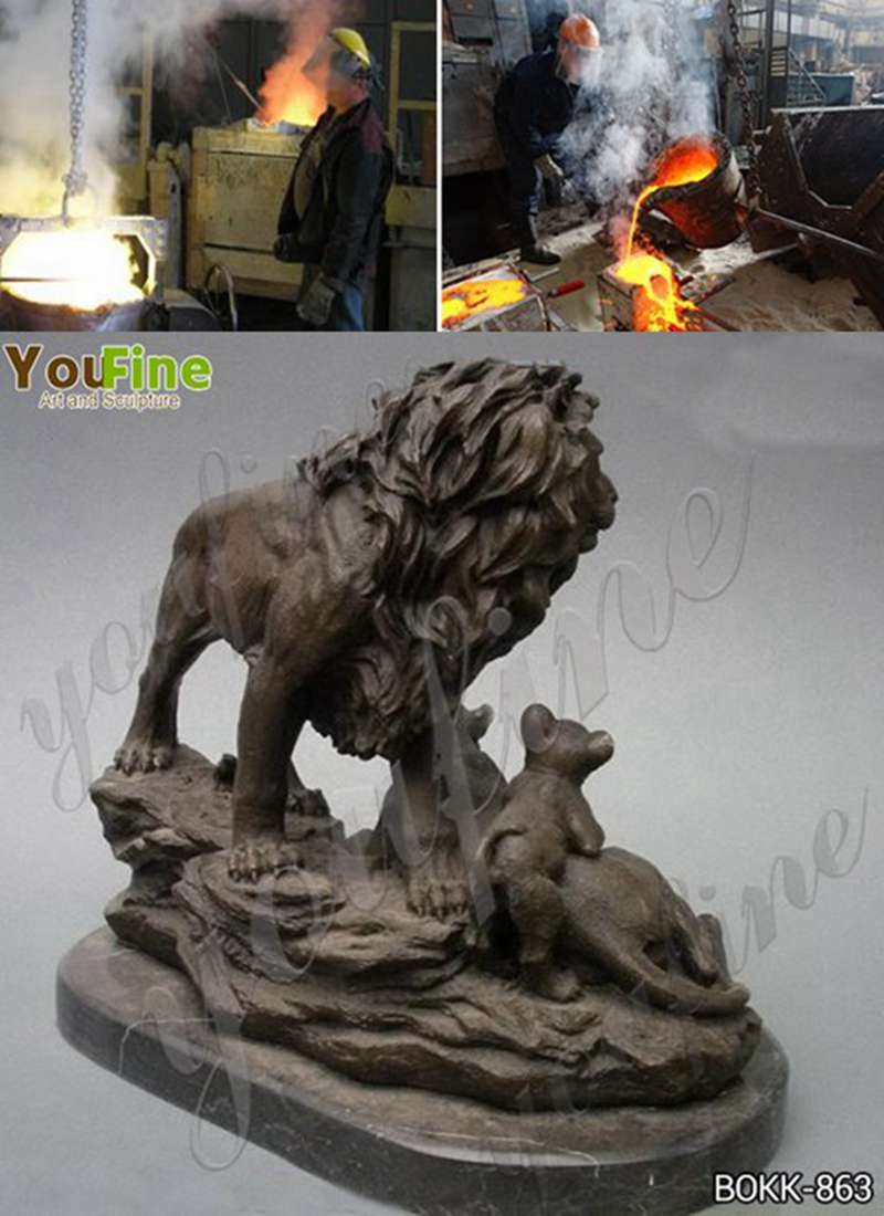 Bronze Lion Family Sculpture Wildlife Animals Sculpture Figurine for Garden Decor Supplier Production Process