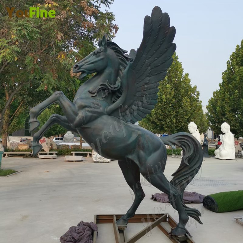 Large Bronze Winged Horse Sculptures Completion Photos for Our Guests