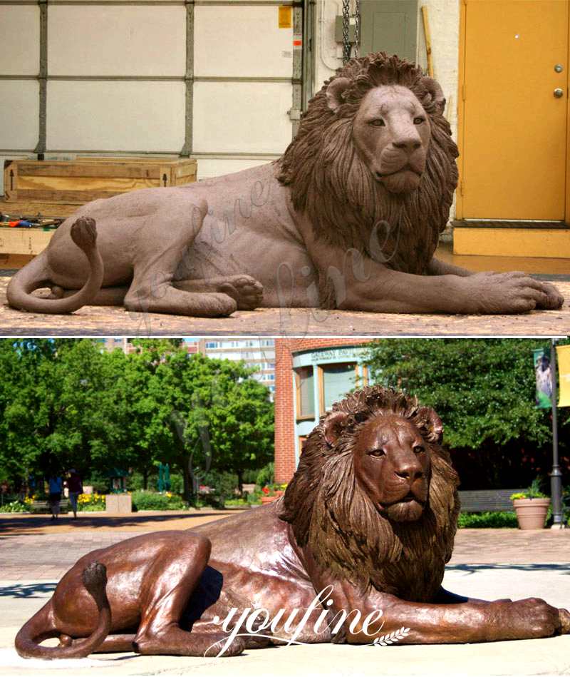 Large Antique Bronze Lion Statue Wildlife Metal Garden Sculpture for Sale Clay Mold