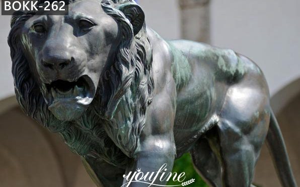 Large Antique Bronze Walking Lion Statue Wildlife Animals Garden Sculpture for Sale BOKK-262
