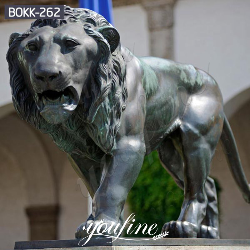 Large Antique Bronze Walking Lion Statue Wildlife Animals Garden Sculpture for Sale BOKK-262 Details