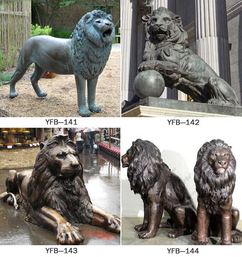 Large Antique Bronze Walking Lion Statue Wildlife Animals Garden Sculpture for Sale More Designs