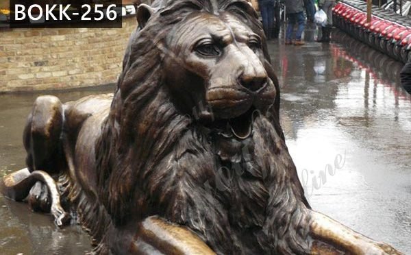 Life Size Antique Bronze Lying Lion Statue Wildlife Garden Animals Sculpture for Sale BOKK-256