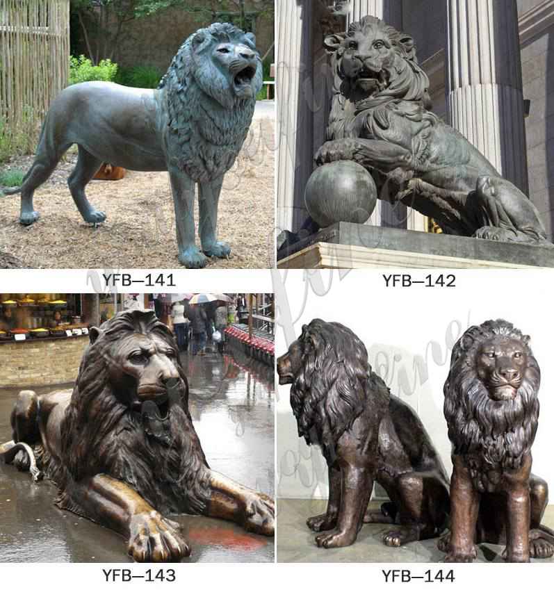 Life Size Antique Bronze Lying Lion Statue Wildlife Garden Animals Sculpture for Sale BOKK-256 Other Designs