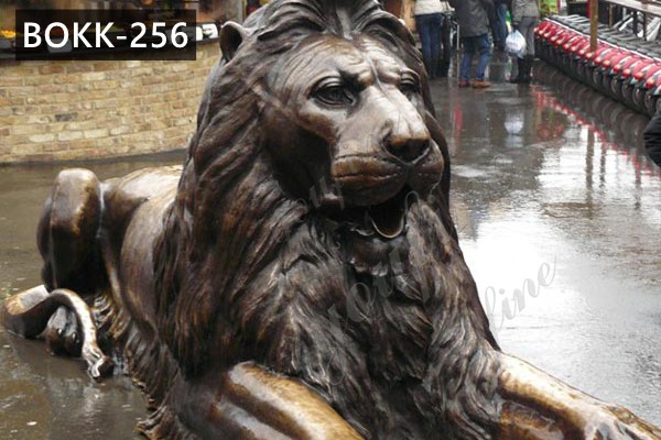 Life Size Antique Bronze Lying Lion Statue Wildlife Garden Animals Sculpture for Sale BOKK-256