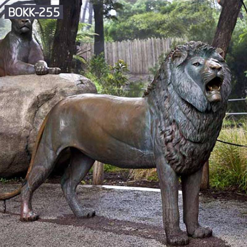Life Size Antique Bronze Roaring Lion Statue Wildlife Animals Garden Sculpture for Sale BOKK-255 Details