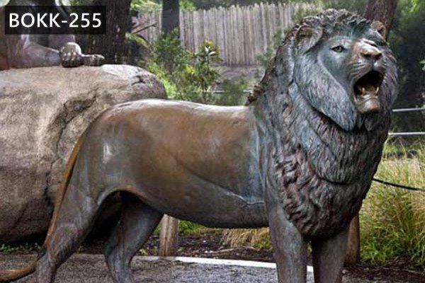 Life Size Antique Bronze Roaring Lion Statue Wildlife Animals Garden Sculpture for Sale BOKK-255