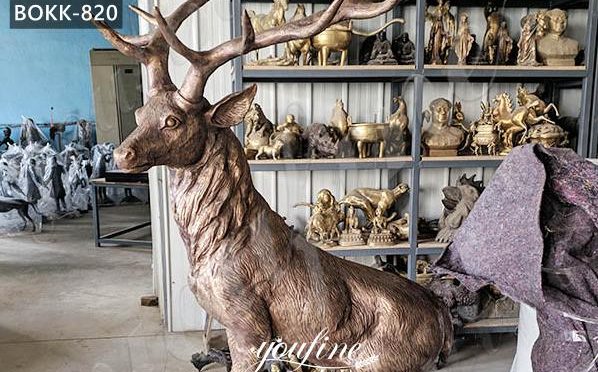 Life Size Bronze Elk Sculpture Garden Decorative Animals Sculpture for Sale BOKK-820