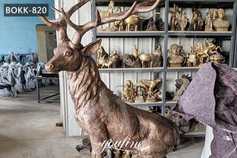Life Size Bronze Elk Sculpture Garden Decorative Animals Sculpture for Sale BOKK-820