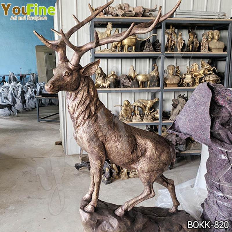 Life Size Bronze Elk Sculpture Garden Decorative Animals Sculpture for Sale BOKK-820