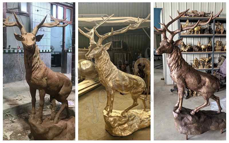 Life Size Bronze Elk Sculpture Garden Decorative Animals Sculpture for Sale BOKK-820