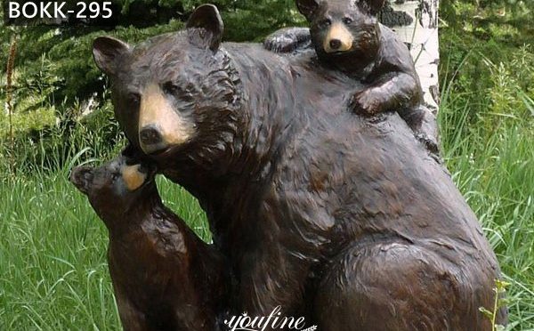 Outdoor Life Size Bear Family with Cubs Bronze Sculpture for Sale BOKK-295
