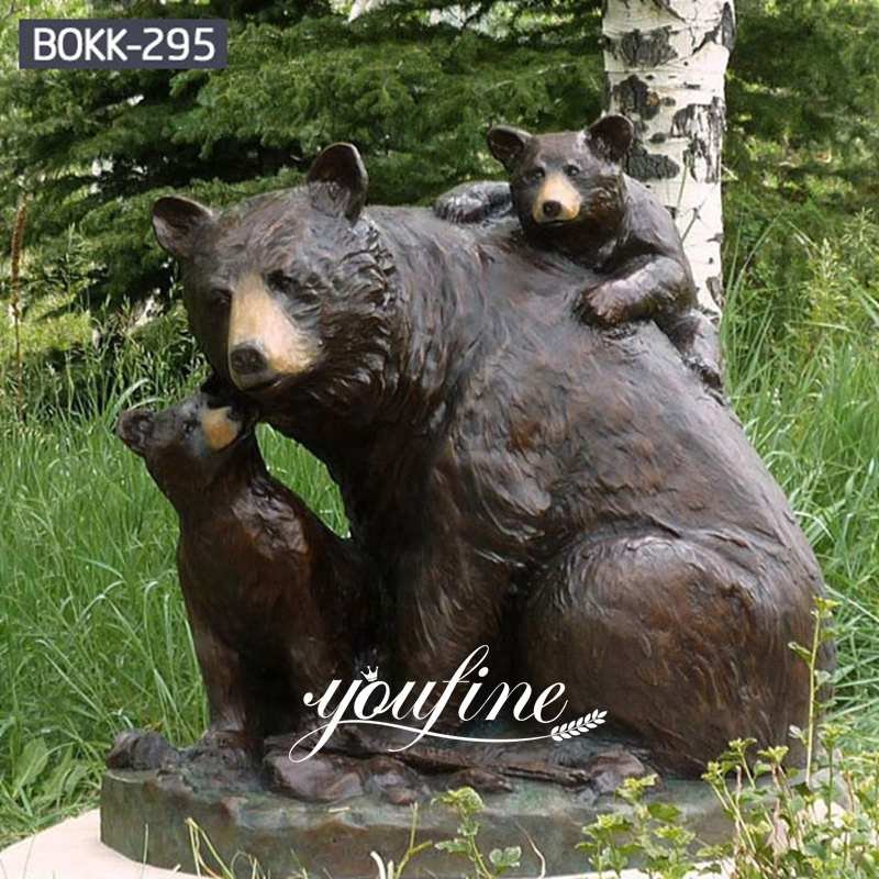 Outdoor Life Size Bear Family with Cubs Bronze Sculpture for Sale BOKK-295 Details