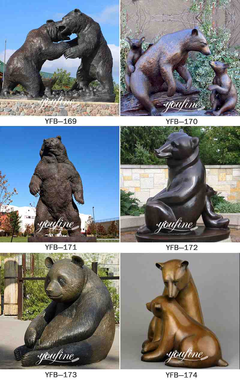 Outdoor Life Size Bear Family with Cubs Bronze Sculpture for Sale Popular Designs
