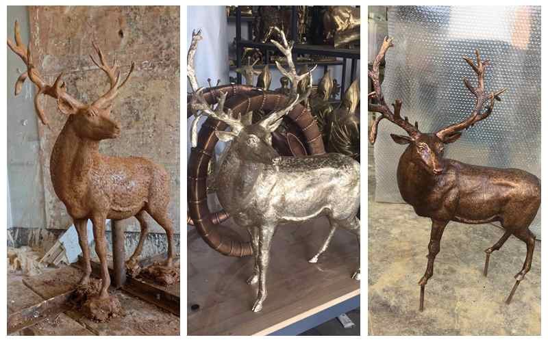 Outdoor Life Size Metal Craft Bronze Garden Animal Elk Sculpture