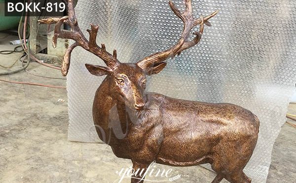 Outdoor Life Size Metal Craft Bronze Garden Animal Elk Sculpture for Sale BOKK-819