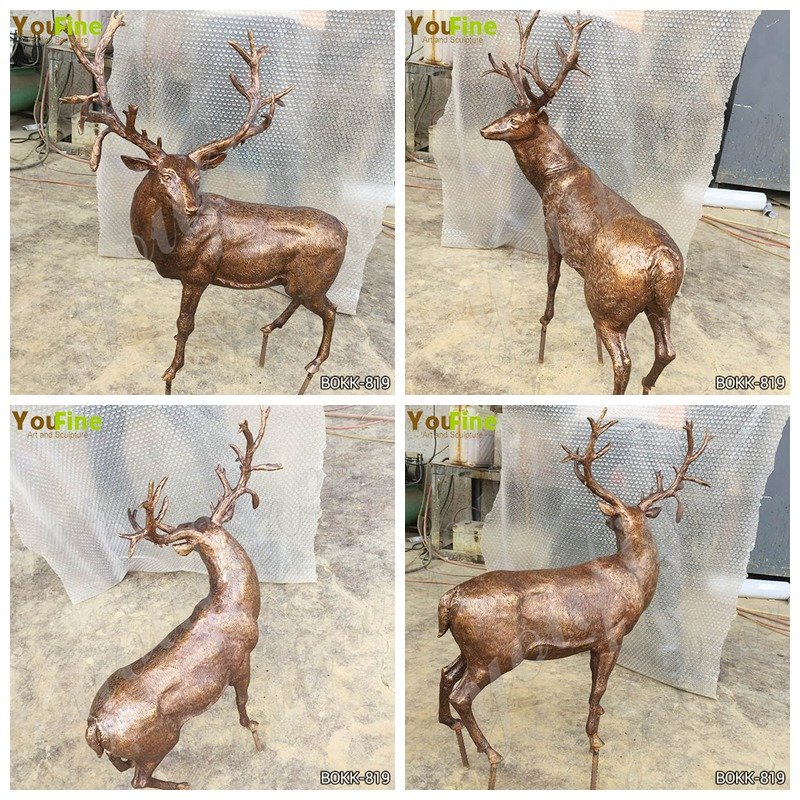 Outdoor Life Size Metal Craft Bronze Garden Animal Elk Sculpture for Sale BOKK-819 Details