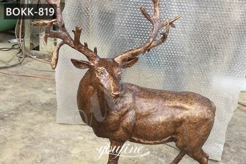 Outdoor Life Size Metal Craft Bronze Garden Animal Elk Sculpture for Sale BOKK-819