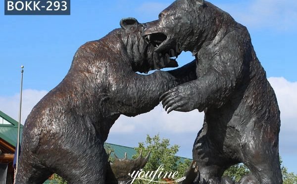 Pair of Life Size Outdoor Bronze Bear Garden Statues Lawn Ornaments for Sale BOKK-293