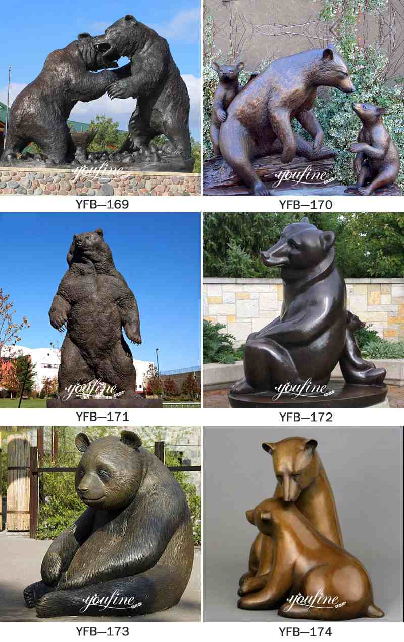 Pair of Life Size Outdoor Bronze Bear Garden Statues Lawn Ornaments for Sale More Designs