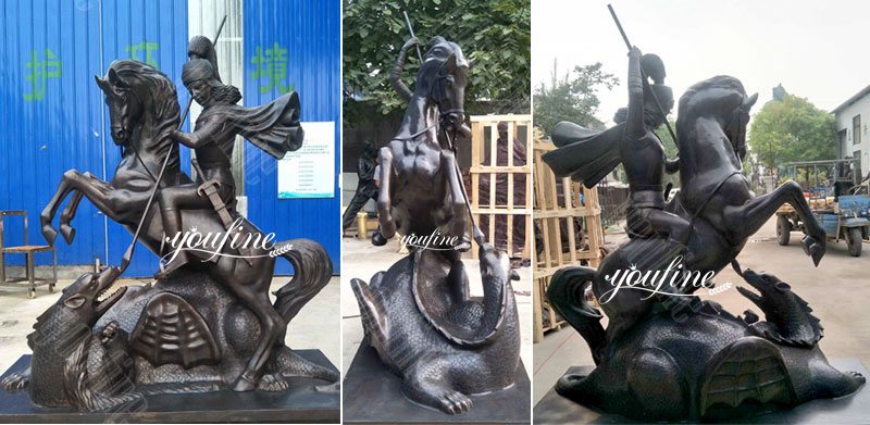 Cast Bronze Saint George Slaying The Dragon Statue for Sale BOKK-556 Designs