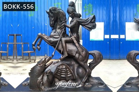 Cast Bronze Saint George Slaying The Dragon Statue for Sale BOKK-556