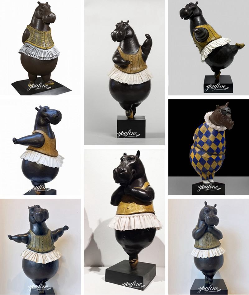 Custom Bronze Hippo Ballerina Sculpture Wildlife Art Decorations for Sale BOKK-891 Custom Designs
