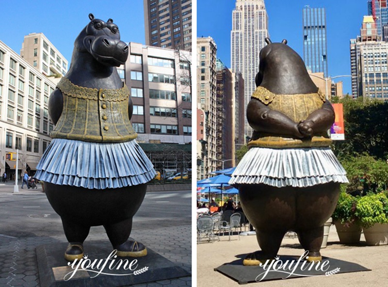 Custom Bronze Hippo Ballerina Sculpture Wildlife Art Decorations for Sale Details