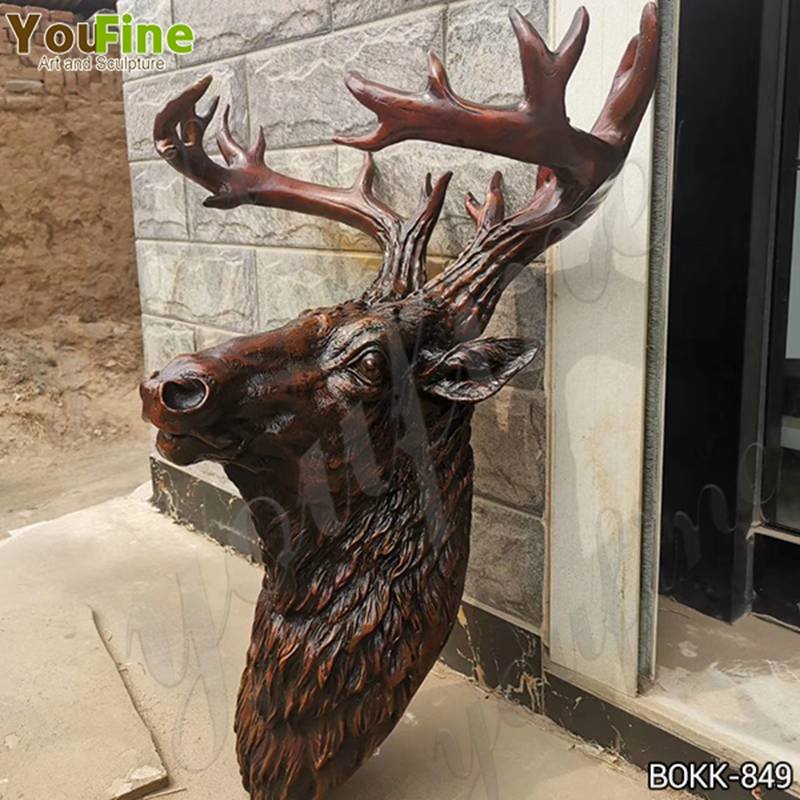 Large Bronze Deer Head Statue Metal Wall Decor for Sale BOKK-849 Details