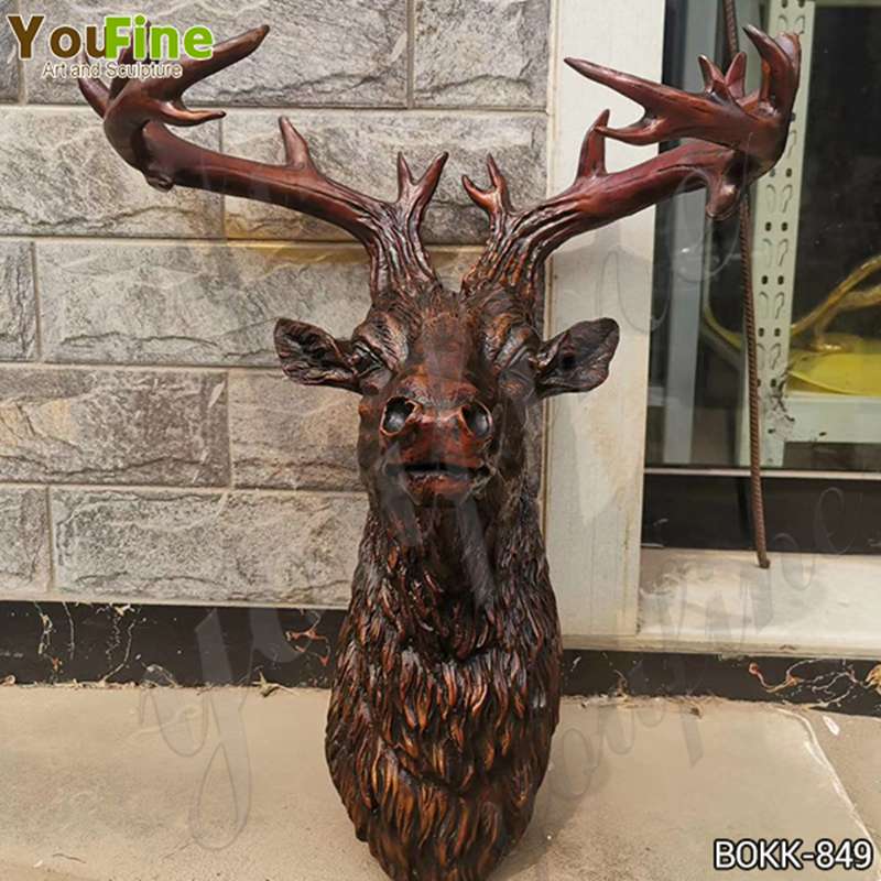 Large Bronze Deer Head Statue Metal Wall Decor for Sale BOKK-849 Details