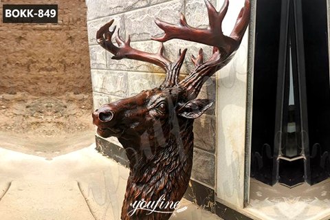 Large Bronze Deer Head Statue Metal Wall Decor for Sale BOKK-849