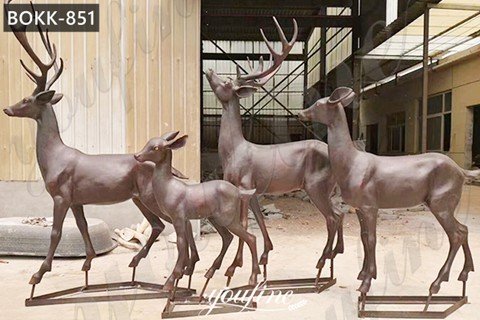 Life Size Bronze Deer Family Statue Animals Sculpture Home Decor for Sale BOKK-851