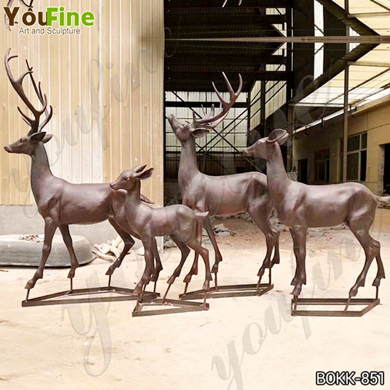 Life Size Bronze Deer Family Statue Animals Sculpture Home Decor for Sale Details