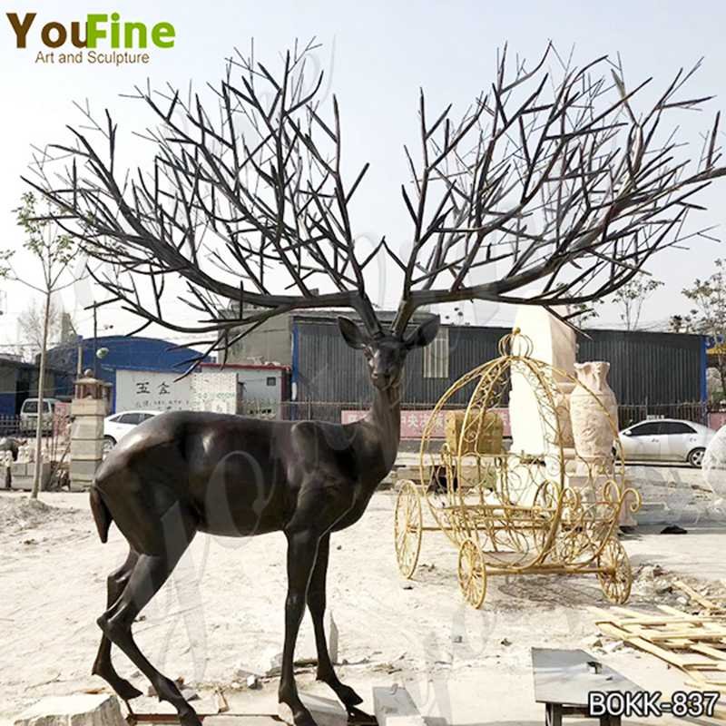 Outdoor Bronze Life Size Elk Statues Animals Garden Sculpture for Sale BOKK-837 Details