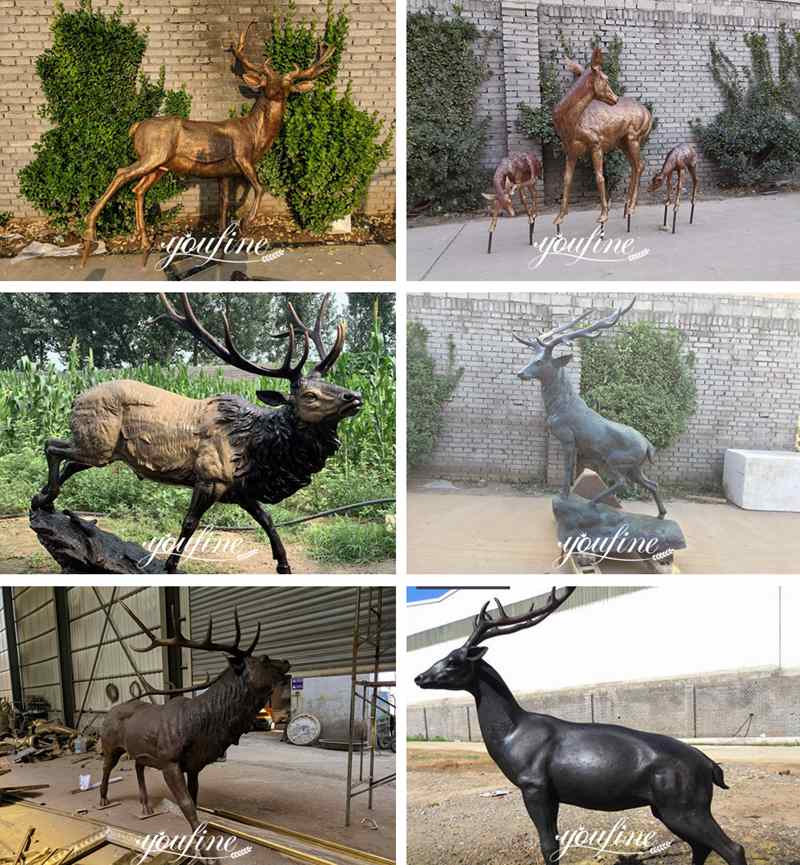 Bronze Elk Statue Life Size Christmas Metal Art for Sale ASF-08